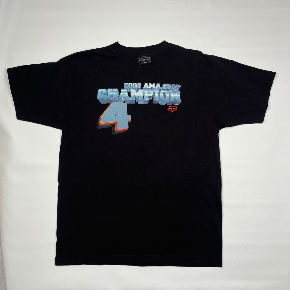 Fox Racing Ricky Carmichael 2002 Champion T-Shirt Mens XL Black Motocross Y2K
